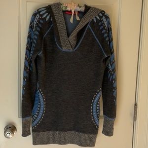 Krimson Klover Nordic Hooded Sweater Wool/Cotton Knit Pullover Womens Small